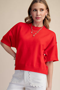 Crew-neck Elbow-length Sleeves Sweater