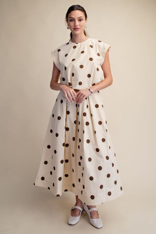 Band Bubble Crop Top & Pleated Midi Skirt Set