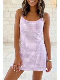 Gingham Plaid Double Layered Cami Mini Dress