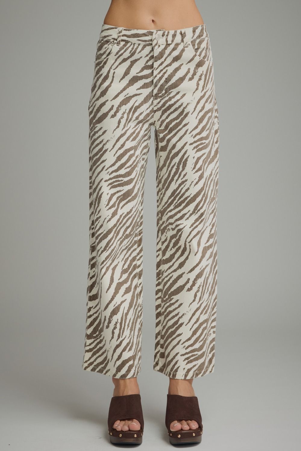 Zebra print wide leg pants