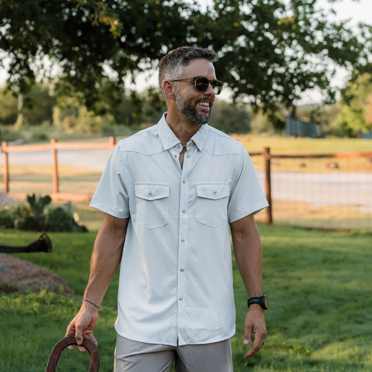 Burlebo-Performance Western Shirt-Light Grey