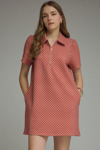 Polka dot short sleeve mini dress