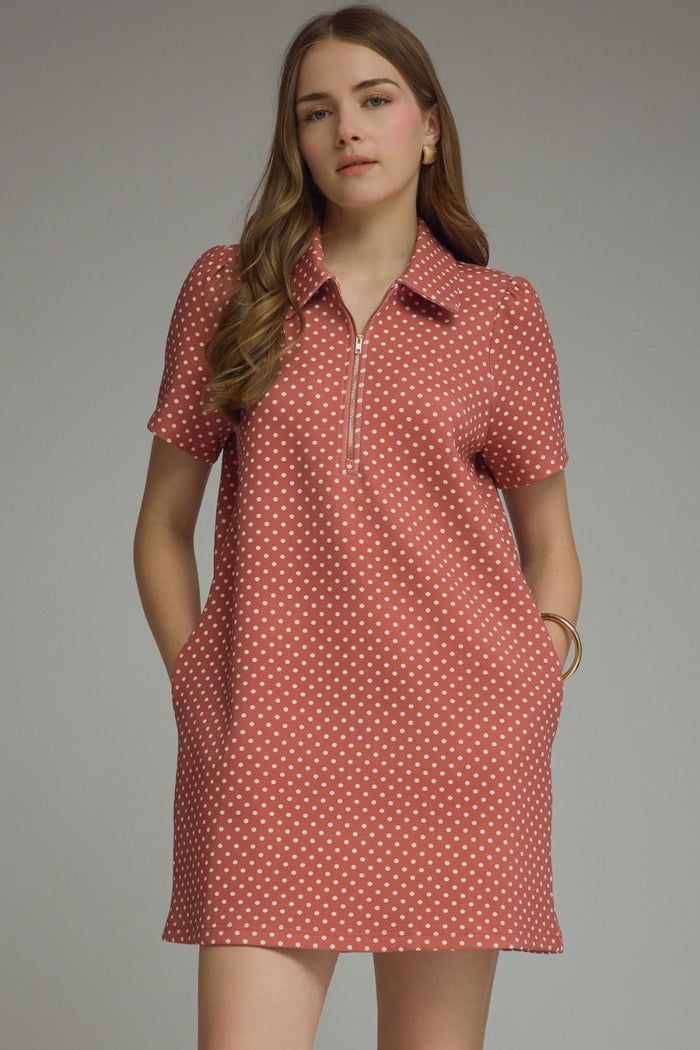 Polka dot short sleeve mini dress