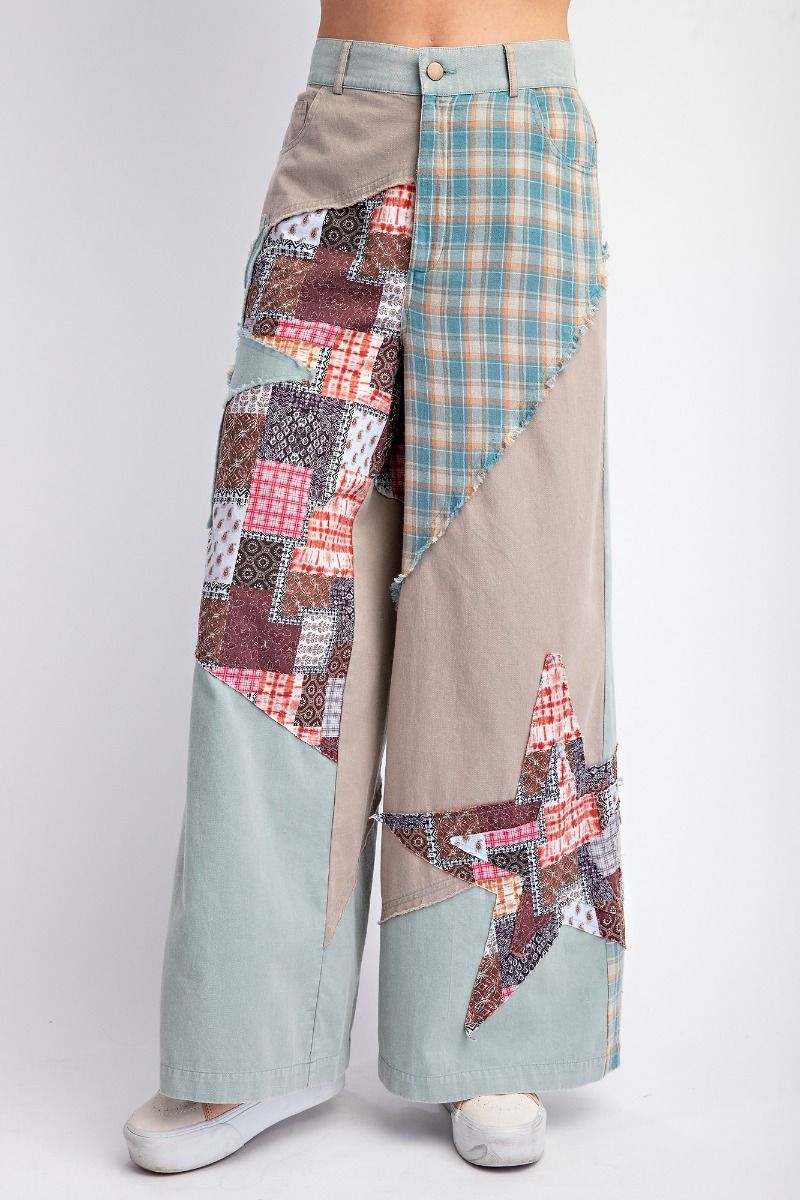 PATCHWORK MIX N MATCH WASHED PANTS