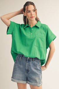 Drop Shoulder Round Hem Solid Plus Top