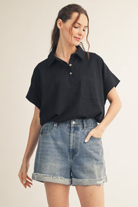 Drop Shoulder Round Hem Solid Plus Top