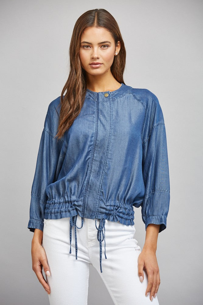 Adjustable Hem 3/4 Slv Tencel Jacket