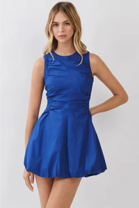 Side Ruched Detail Bubble Hem Mini Dress