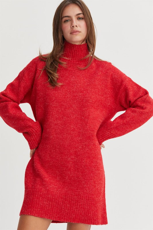 High Neck Sweater Mini Dress