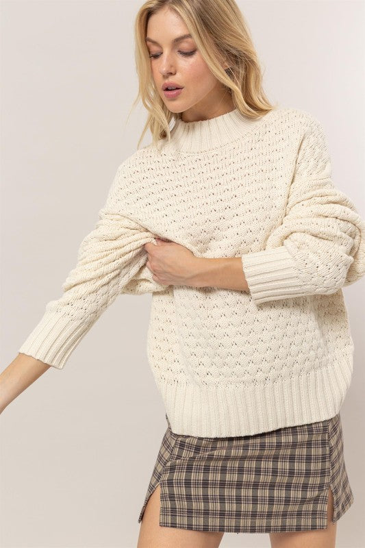 Textured High Neck Sweater