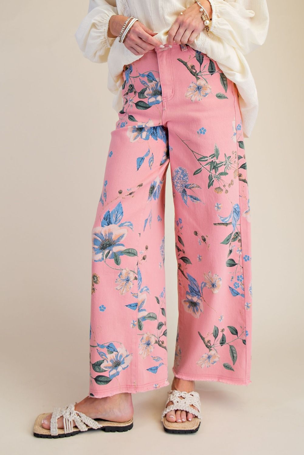 FLORAL PRINTED SOFT STRETCH TWILL PANTS