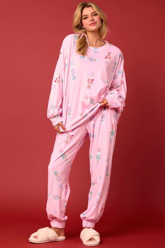 Soft Touch Fleece Nutcracker Prints Knit Pajamas