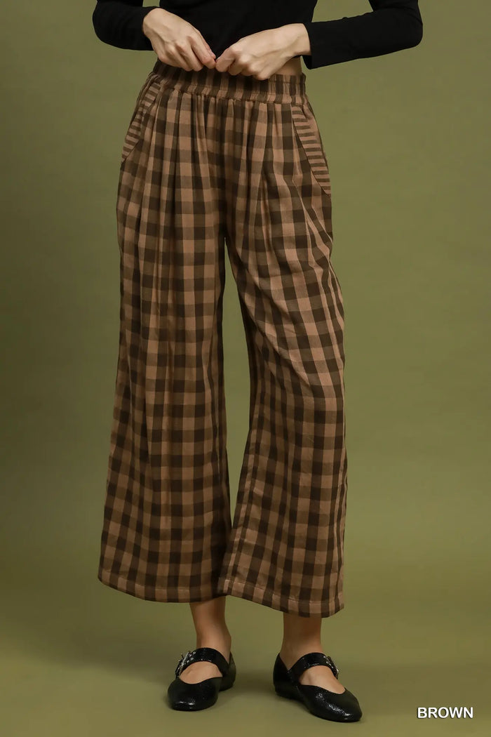 Checkered Wide Leg Pants