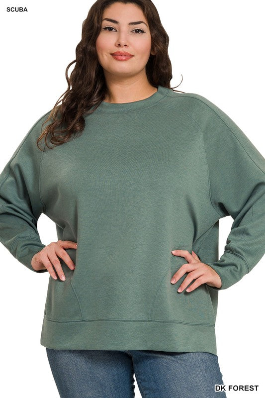 PLUS SCUBA ROUND NECK PULLOVER WITH SIDE SLITS