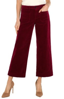 Liverpool corduroy crop wide leg w patch pockets 27"ins