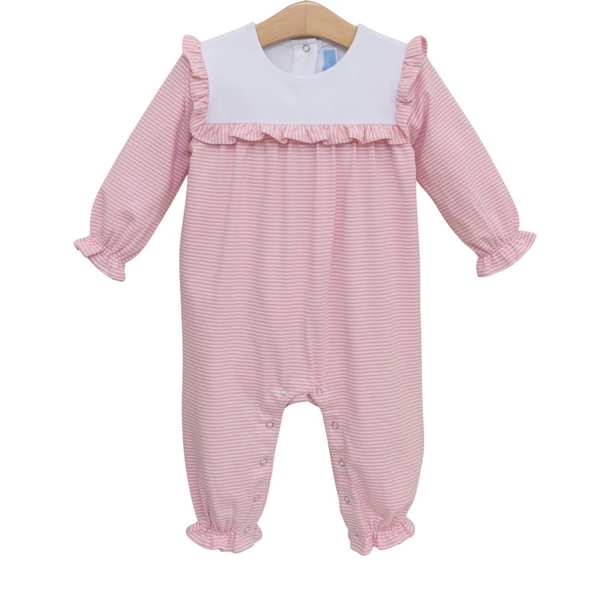 Trotter Street Marie Romper- Light Pink Stripe