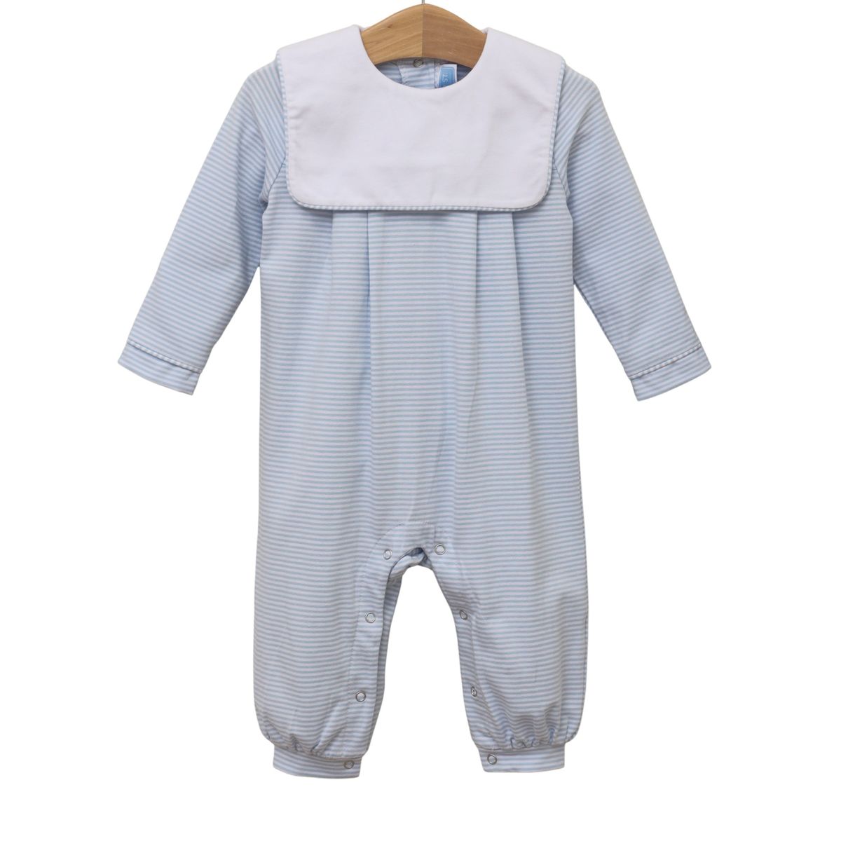 Trotter Street Lucas Romper- Light Blue Stripe