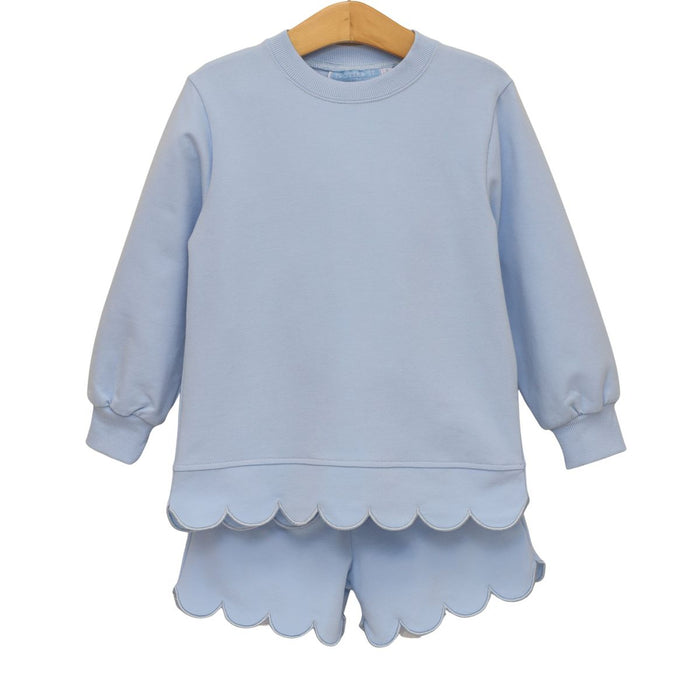 Trotter Street Sophia Scalloped Set- Lt Blue
