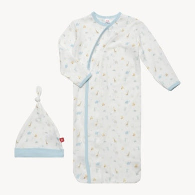 Magnetic Me BLUE LITTLE BITTY PRETTY ONE MODAL MAGNETIC COZY SLEEPER GOWN + HAT SET