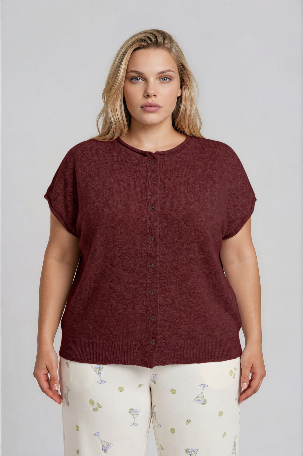 Plus Raw Edge Short Sleeve Lightweight Cardigan