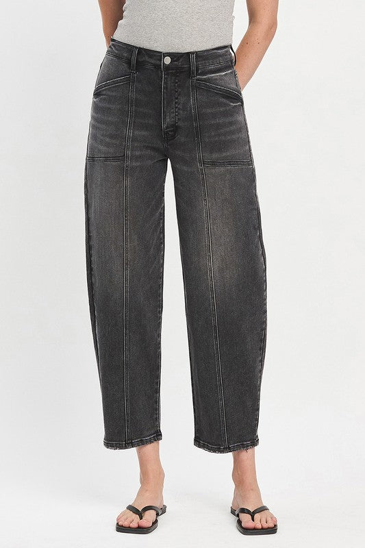 FLYING MONKEY SUPER HIGH RISE PANEL DETAIL BARREL JEANS