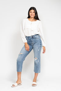 Judy Blue High Waist Destroy Crop Wide Leg