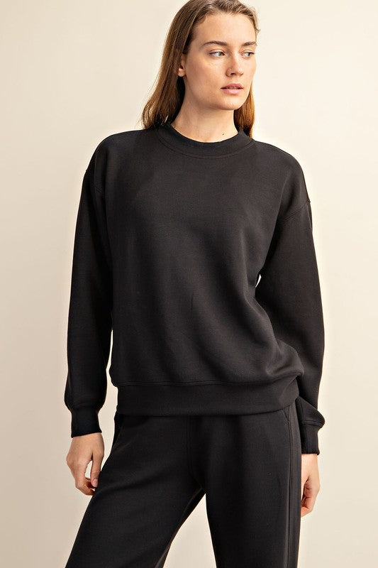 MODAL POLY SPAN SCUBA MOCK NECK PULLOVER