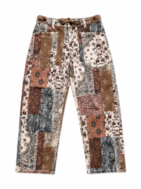 Risen slouchy crop barrel pants with waistband drawstring and eyelet details
