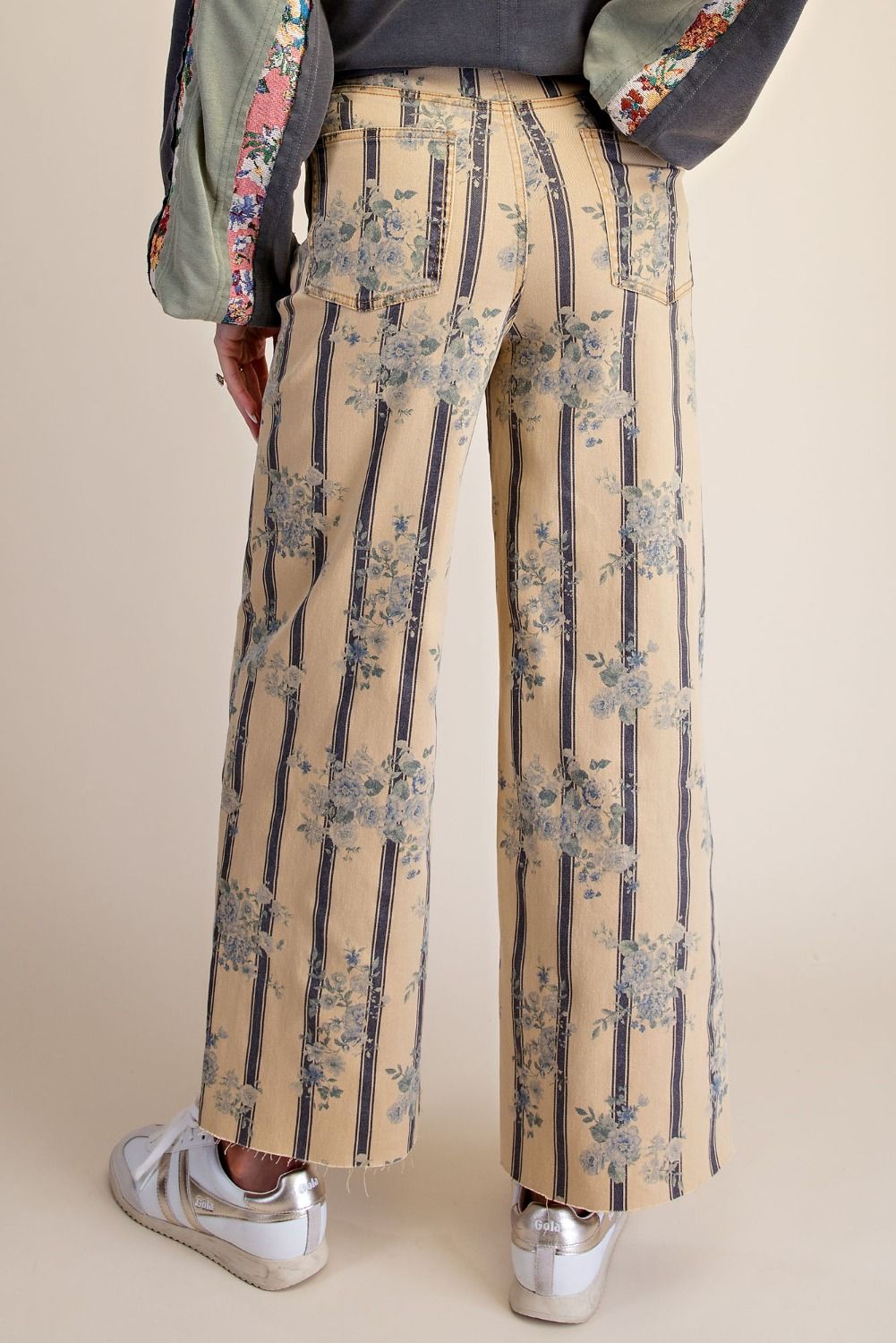 FLORAL PRINTED SOFT STRETCH TWILL PANTS