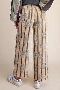 FLORAL PRINTED SOFT STRETCH TWILL PANTS