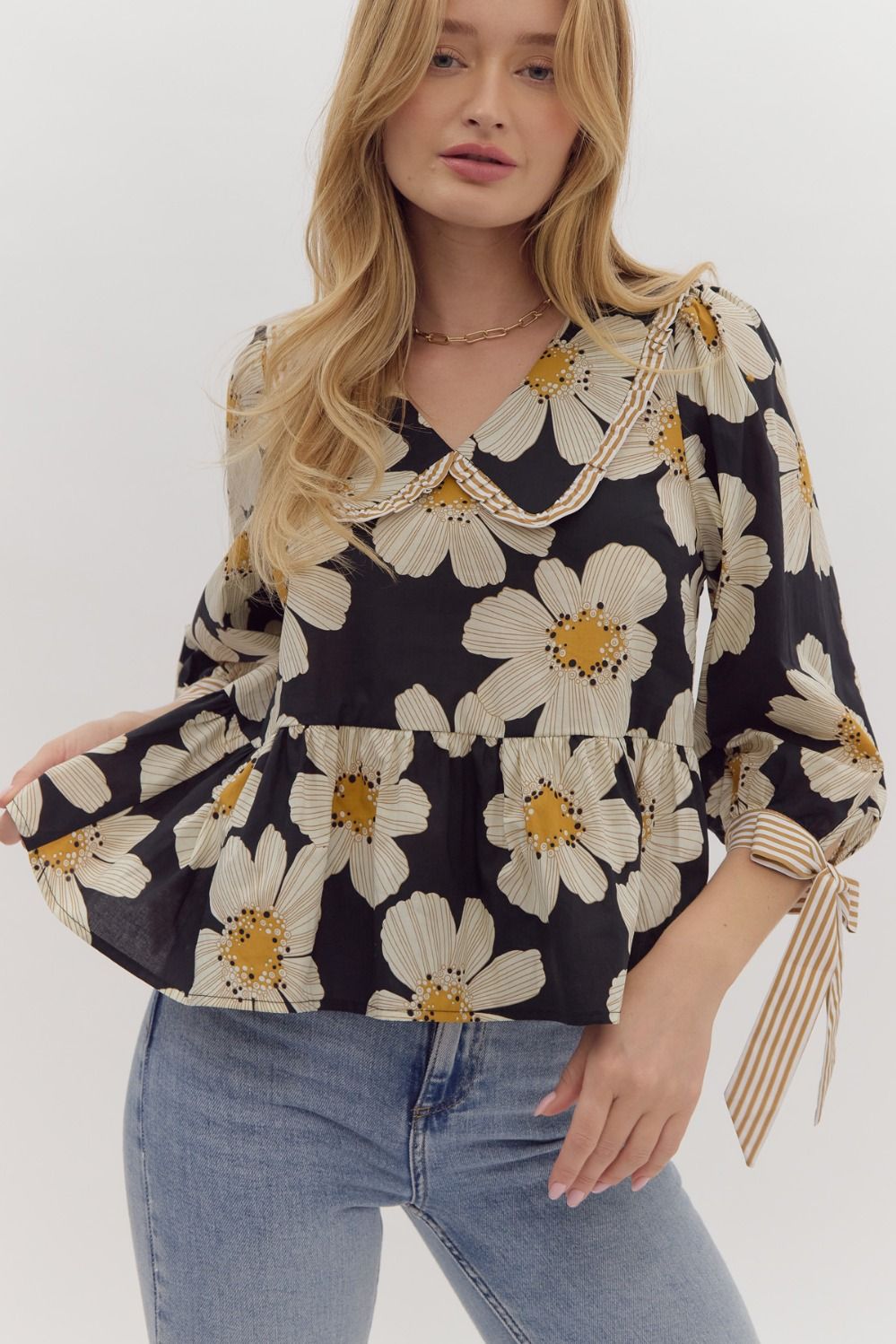 Floral print relaxed fit peplum top