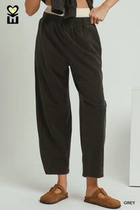 Denim Knit Washed Barrel Pants 26"