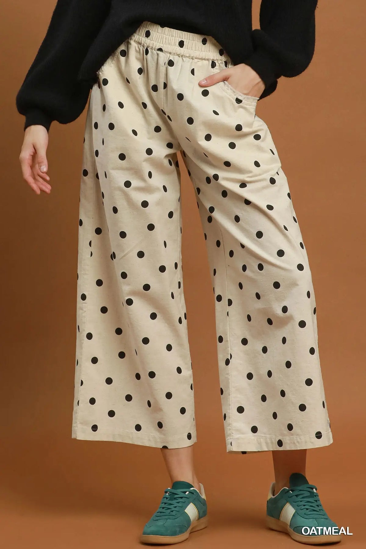 Polka Dot Wide Leg Crop Pants