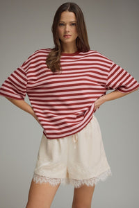 Striped short sleeve top