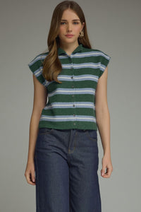 Stripe cap sleeve top