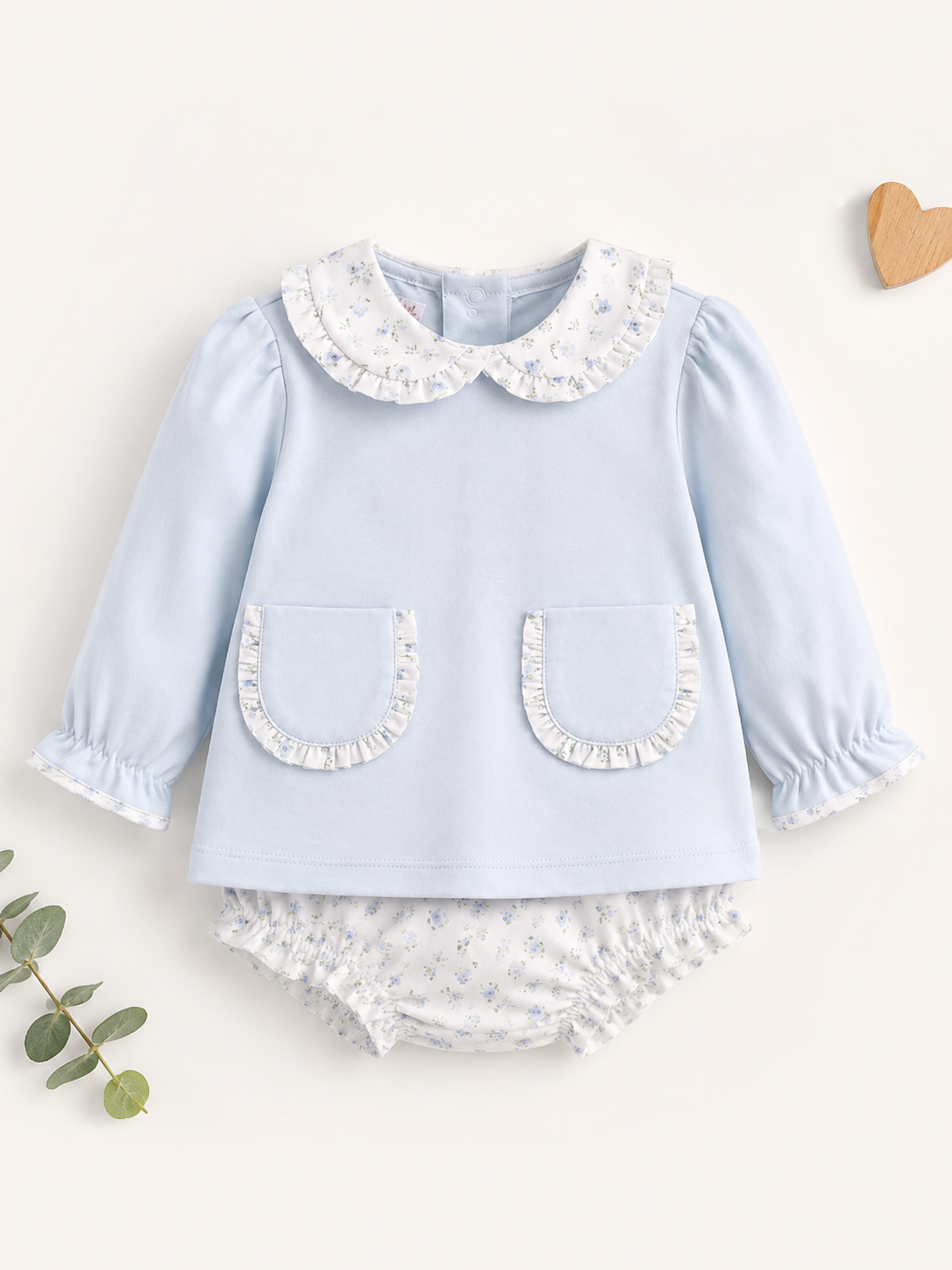 Petit Bebe Blue Floral Bloomer Set