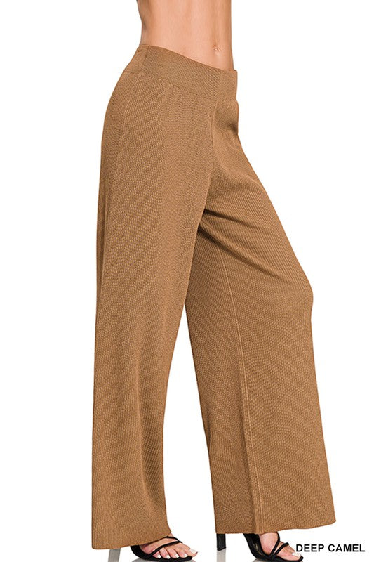 VISCOSE RIBBED SWEATER PANTS