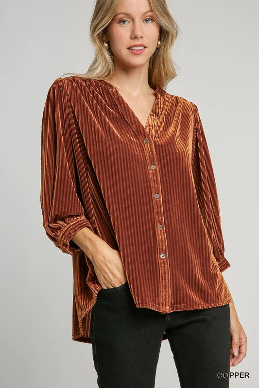 V-Notched Button Down Top