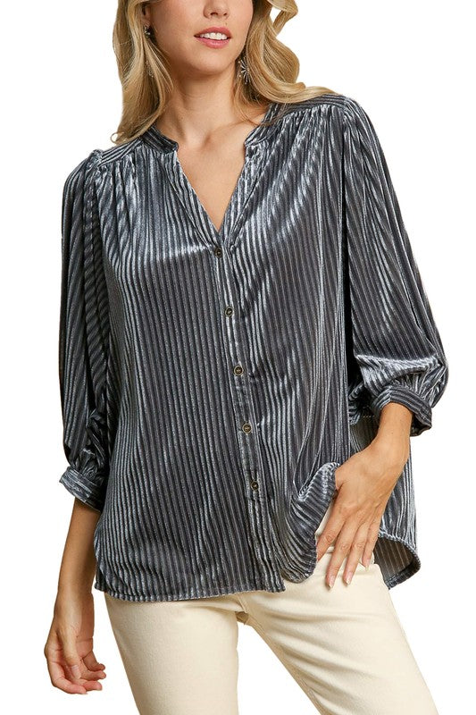 V-Notched Button Down Top