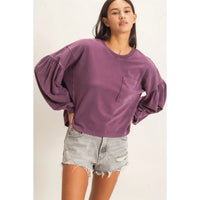 Mineral Wash Puff Long Sleeve Boxy Top