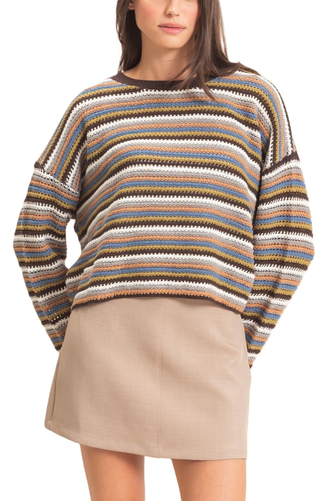 Striped Boat Neck Sweater