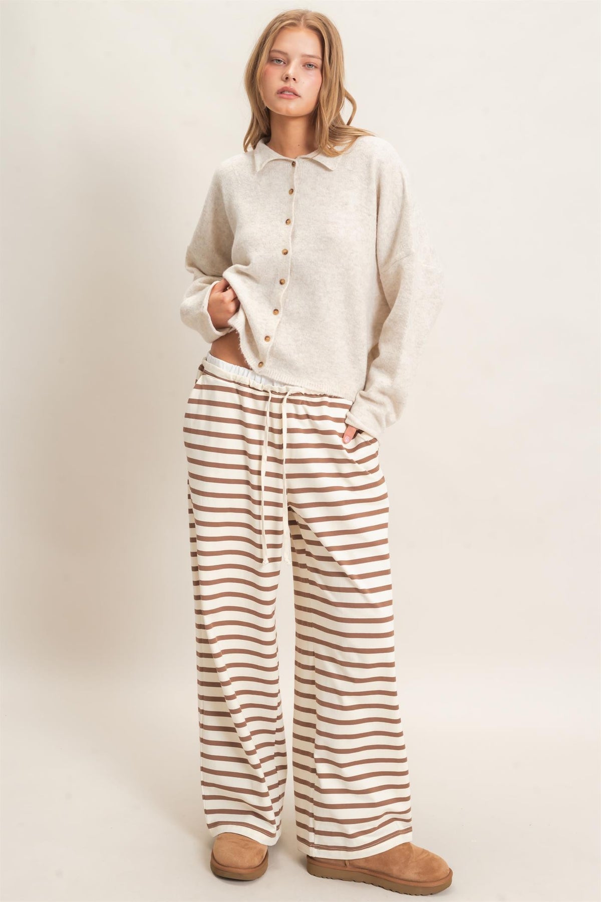 Striped Wide-leg Pants
