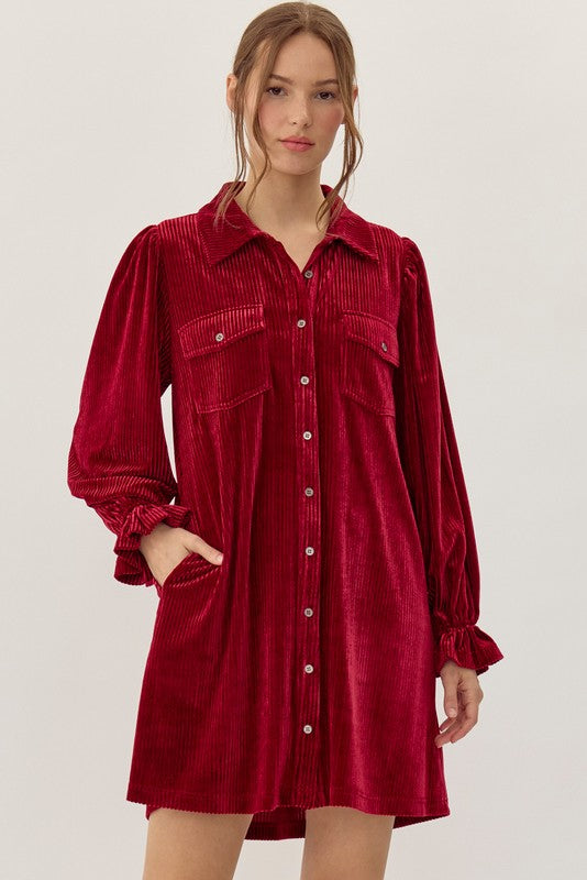 Corduroy Velvet Pockets Dress