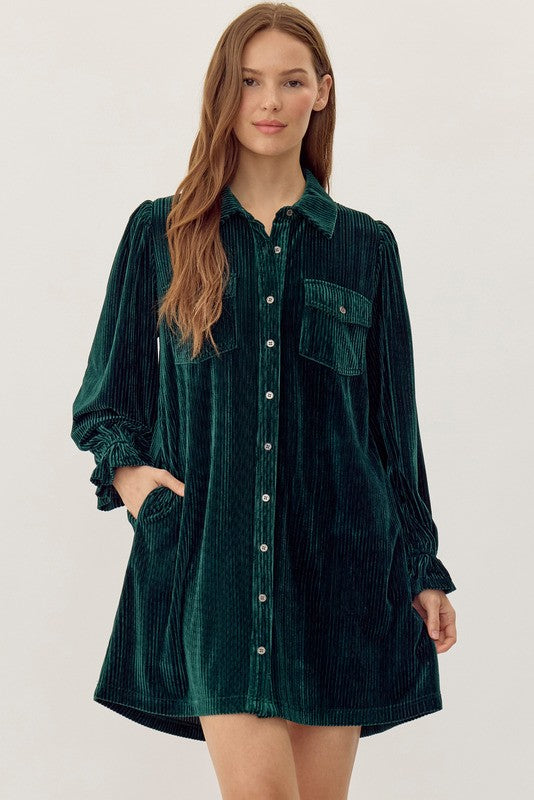 Corduroy Velvet Pockets Dress