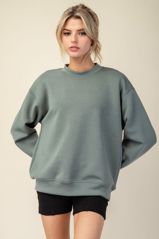 MODAL POLY SPAN SCUBA MOCK NECK PULLOVER