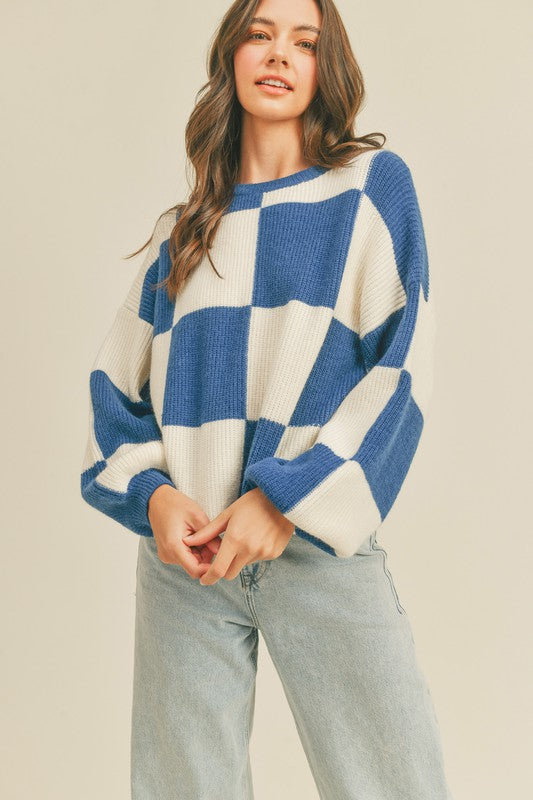 OVERSIZED CHECKERBOARD PULLOVER