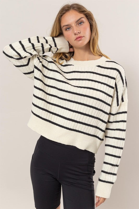 Crew Neck Striped Sweater