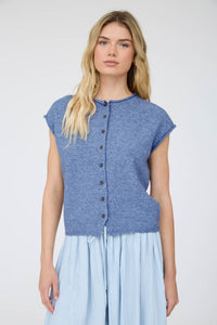 Raw Edge Sleeveless Lightweight Cardigan