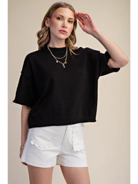 Crew-neck Elbow-length Sleeves Sweater