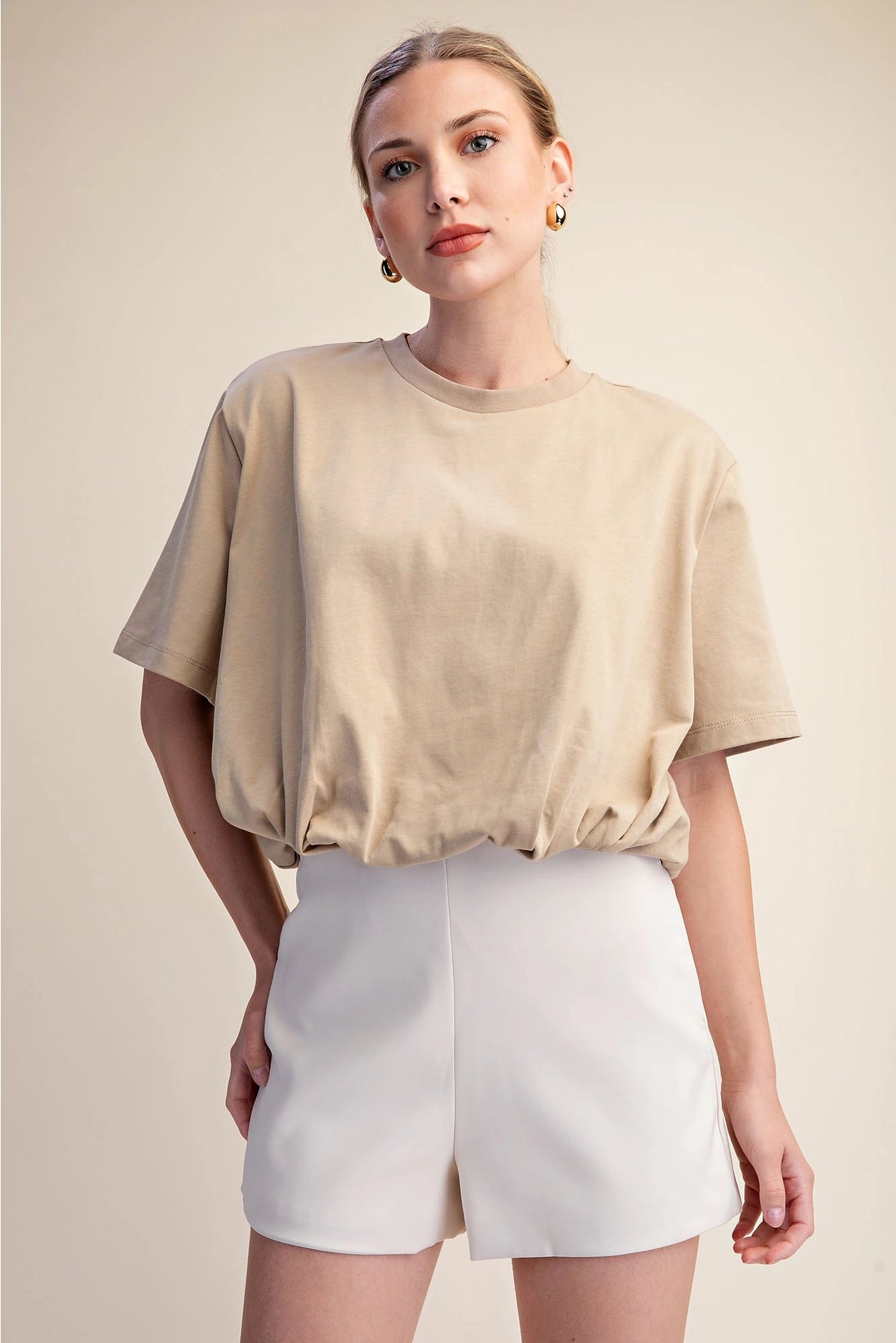 Cropped Bubble Hem T-shirt